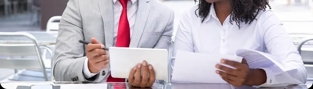 Professionals reviewing documents together