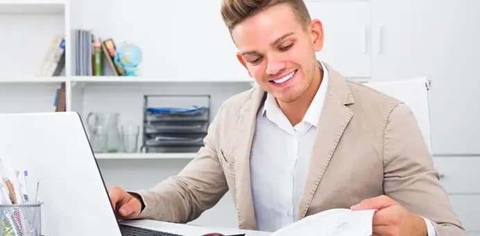 Care worker in an office setting