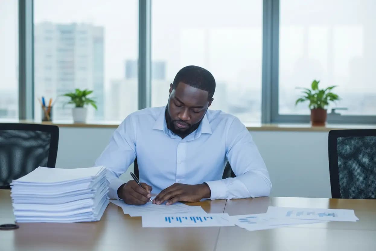 Group of business people at a desk