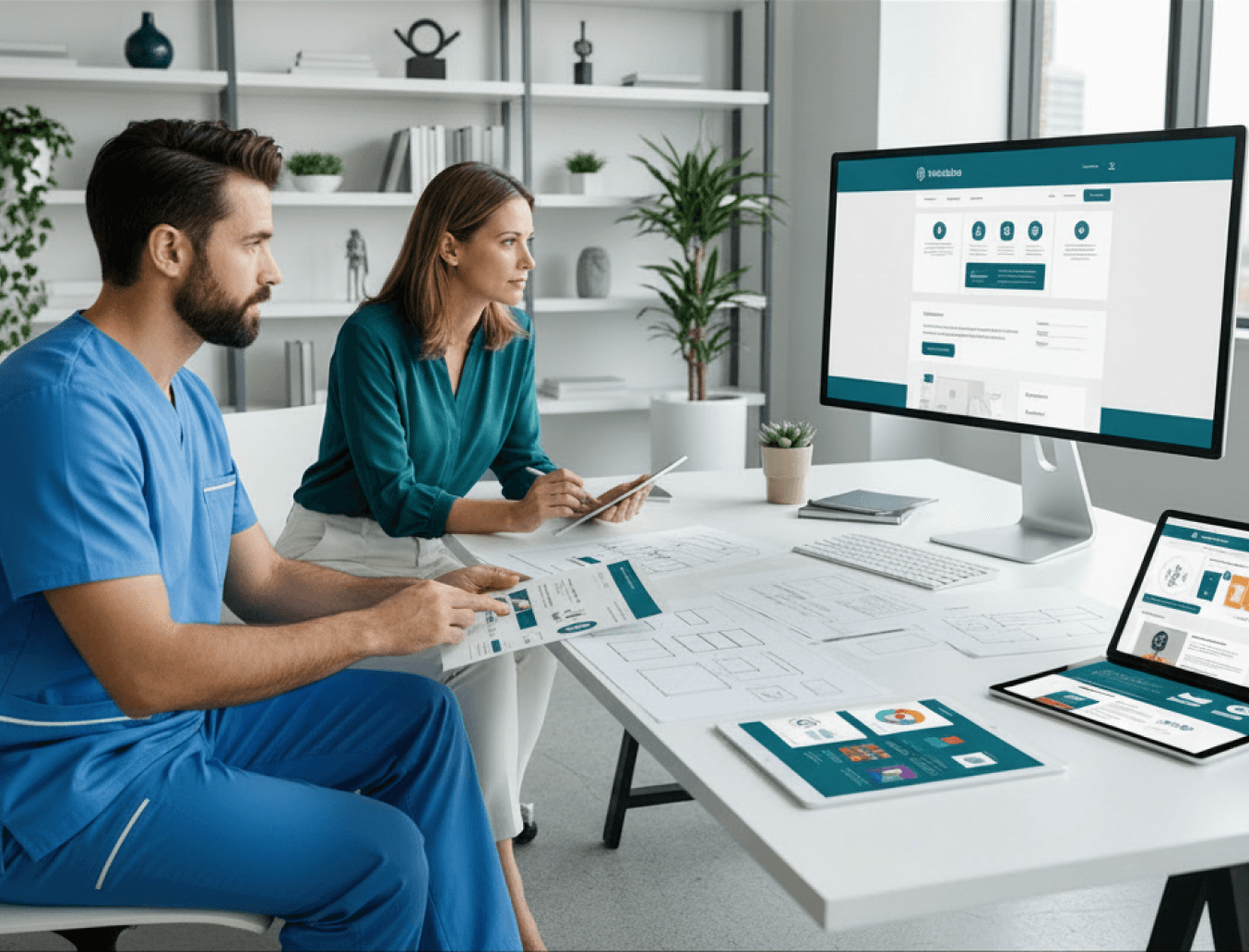 Care workers in a professional setting