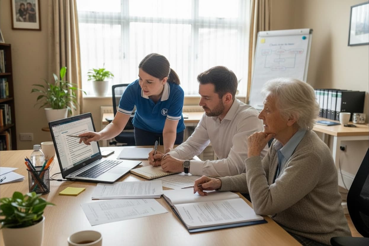 Care professional providing support