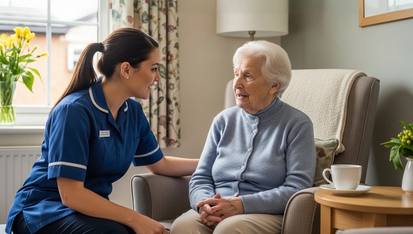 Care professionals supporting an older adult