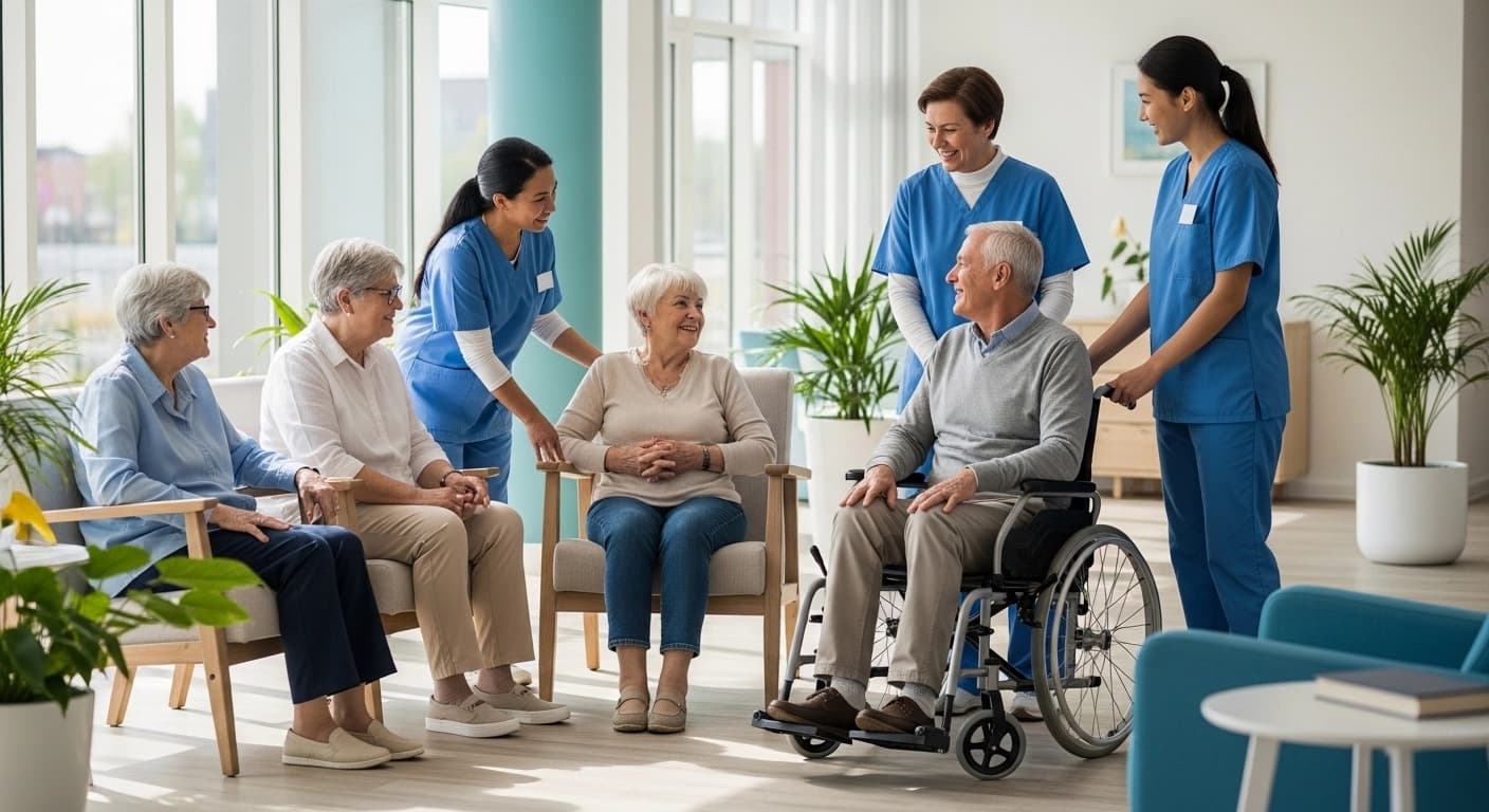 Care professionals supporting older adults