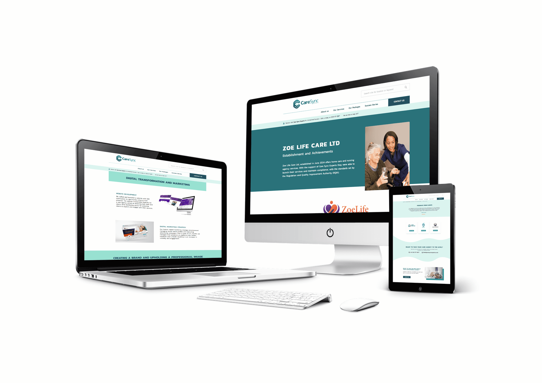 Zoe Life Care Ltd website design screenshot