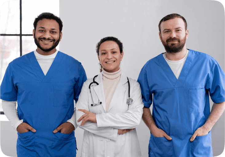 Healthcare staff member assisting client