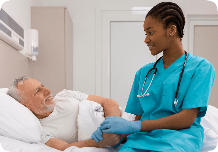 A care worker supporting a patient
