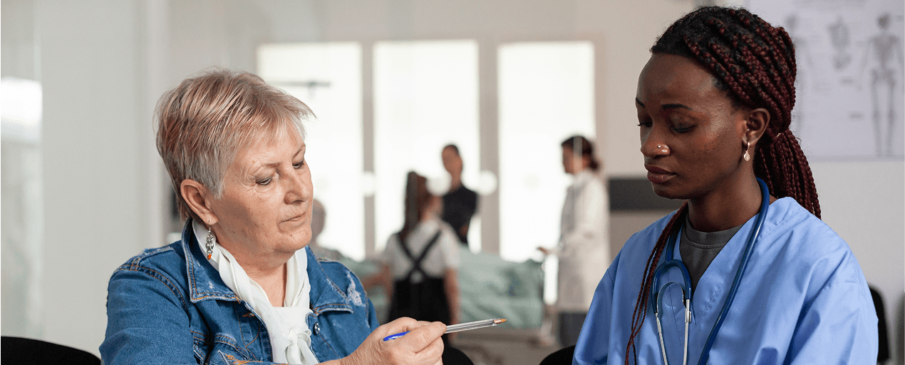 Care consultant meeting with a client