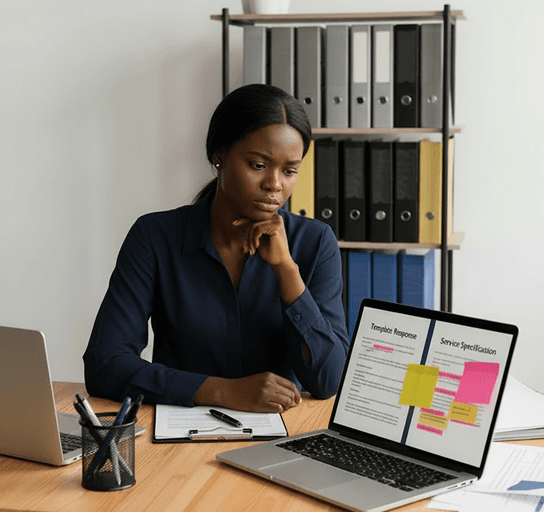 A provider reviewing a tender service specification