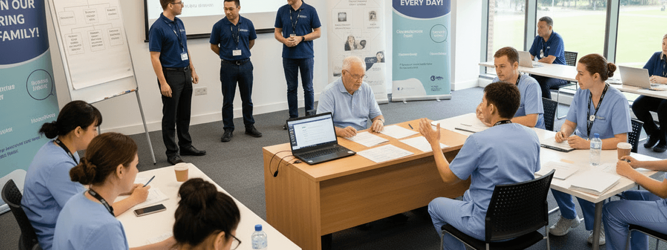 A domiciliary care team in a tender planning workshop