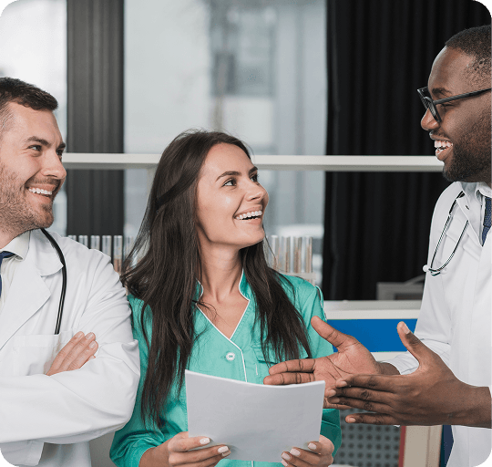 Care professionals discussing a public sector tender