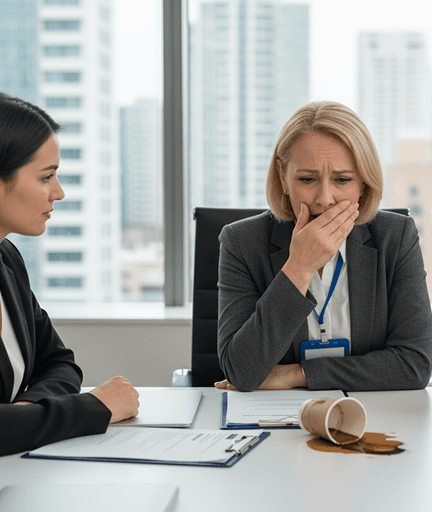 A candidate receiving feedback after a fit person interview