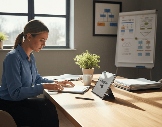A nominated individual preparing notes for her fit person interview