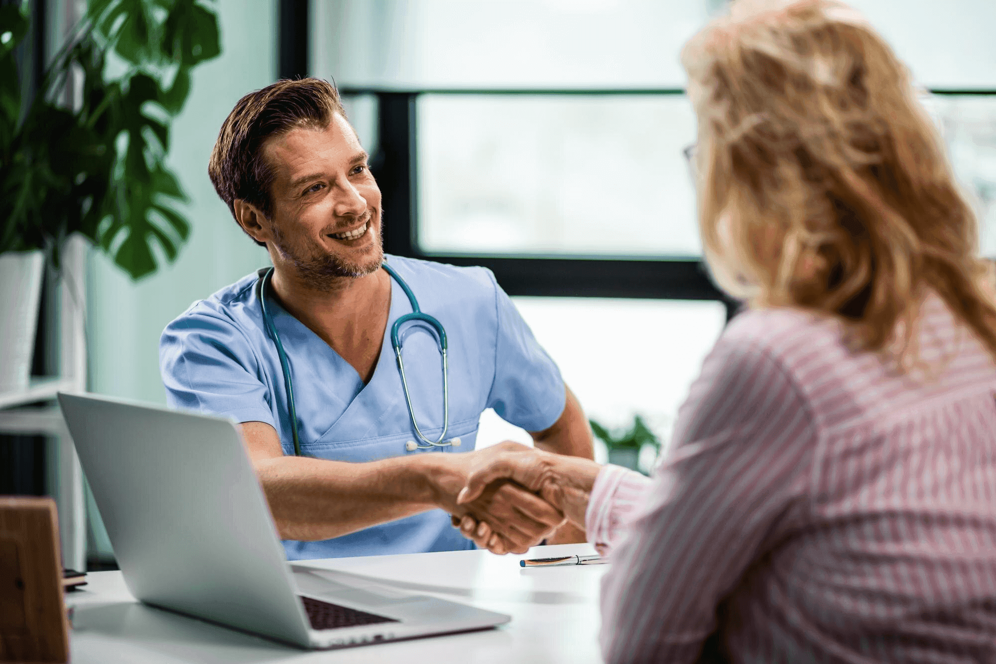 Care provider meeting a CQC inspector