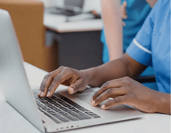 Care provider getting support online