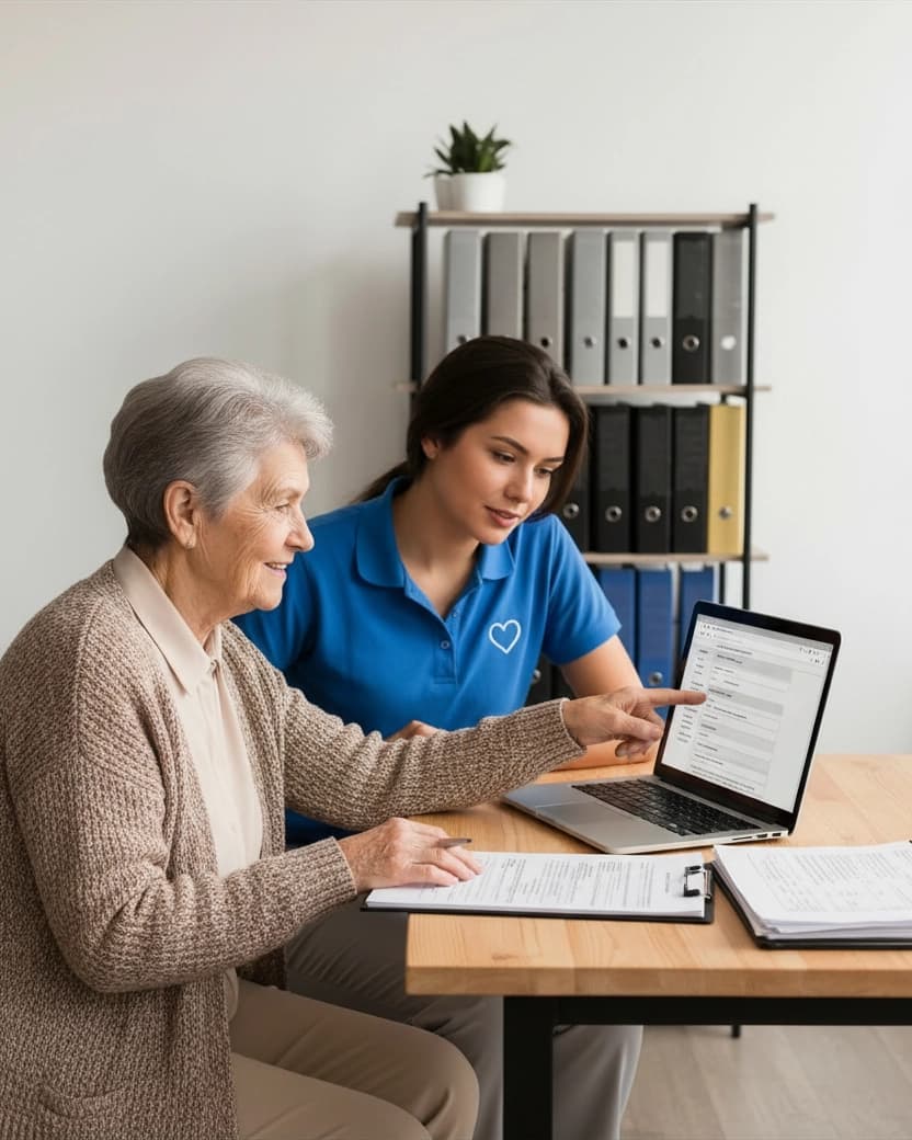 Care provider completing CQC registration
