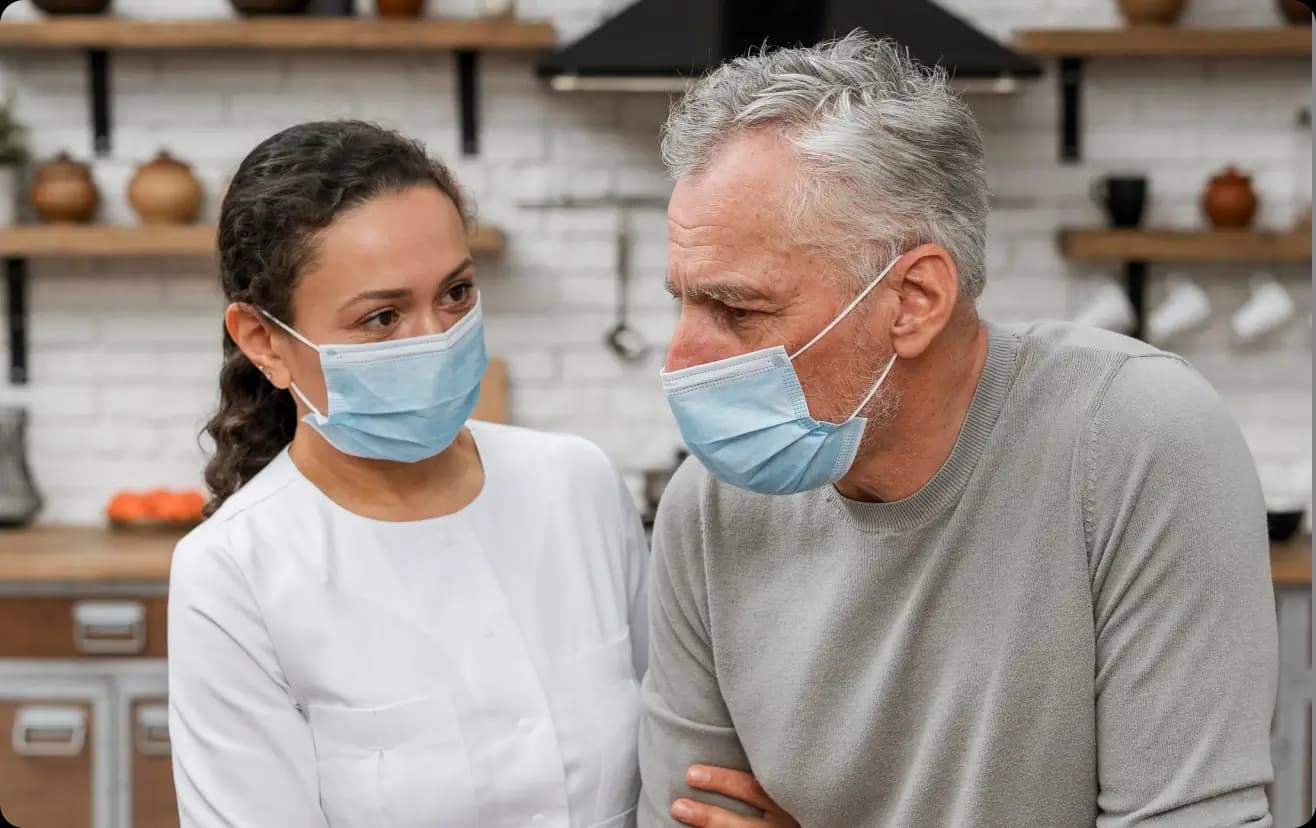 Care professional supporting an older client