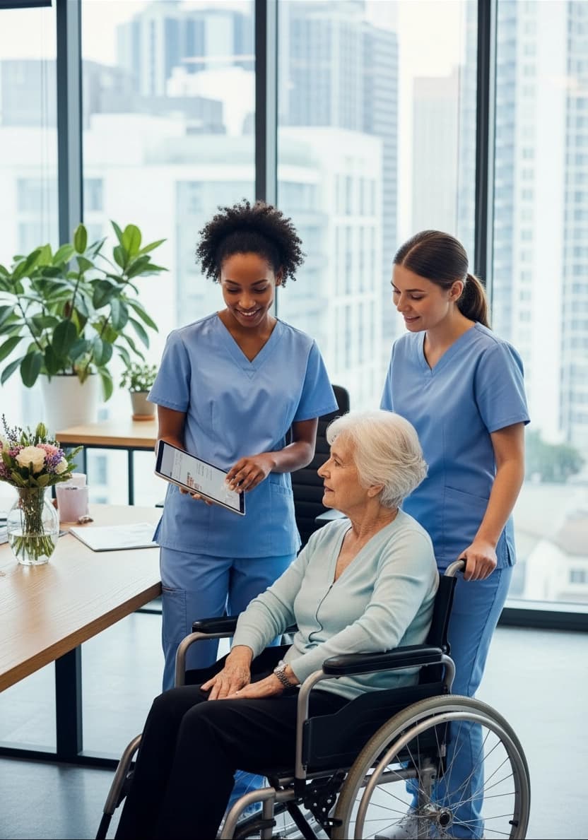 Healthcare professional supporting a patient