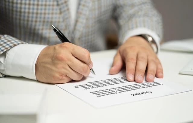 Care professional completing documentation