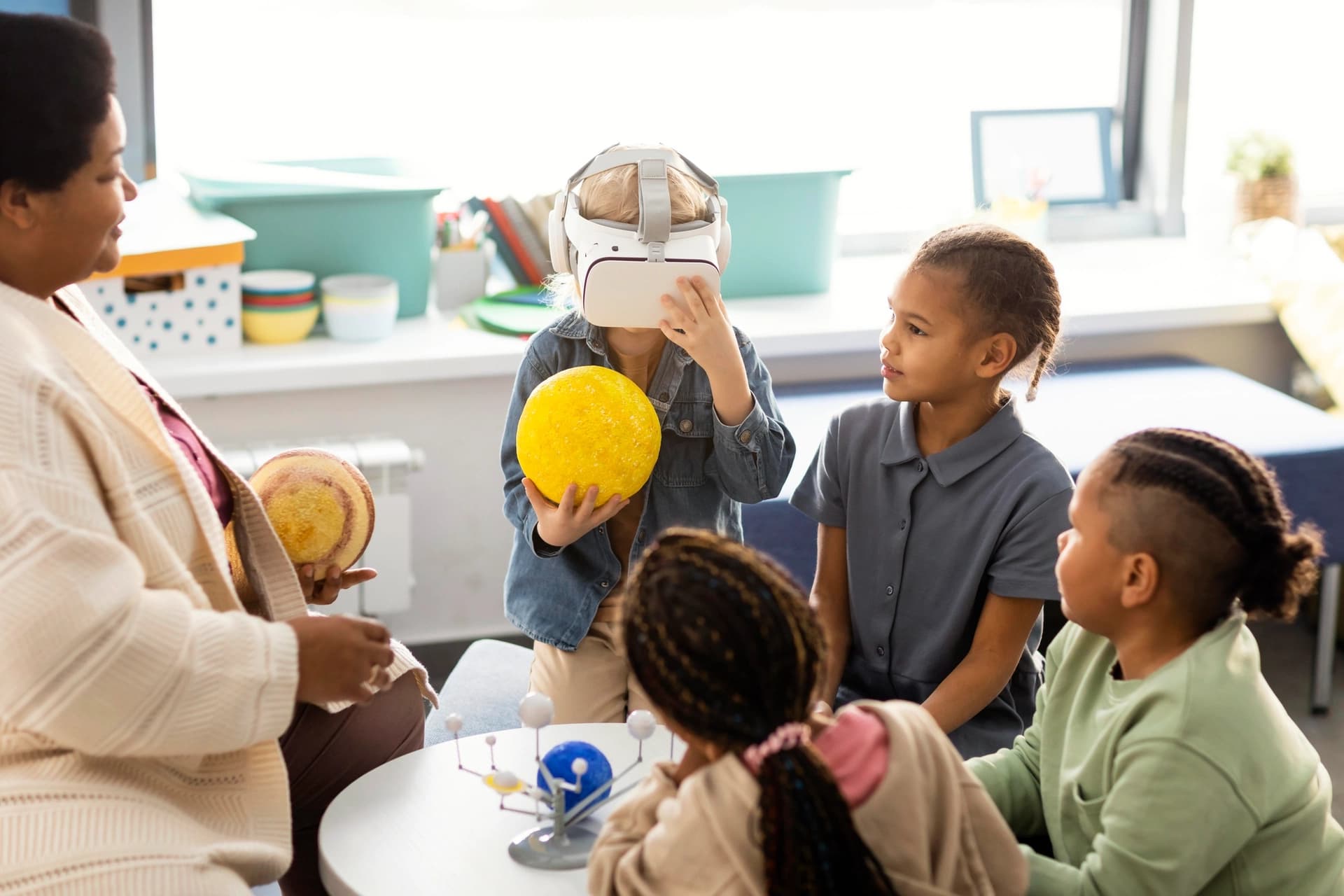 Children receiving support in a care setting