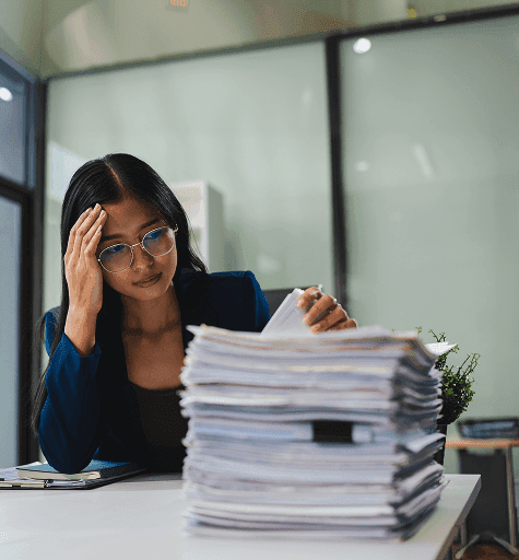 Care provider working through inspection paperwork