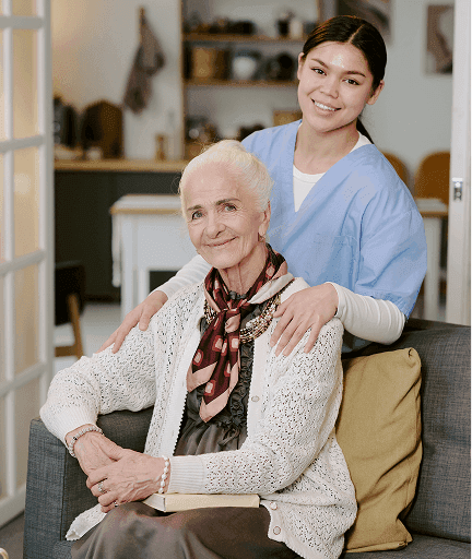Care worker supporting a resident at home
