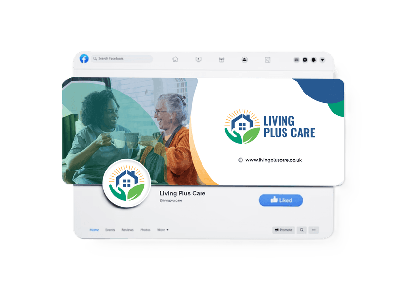 Living Plus Care Services branding and identity materials