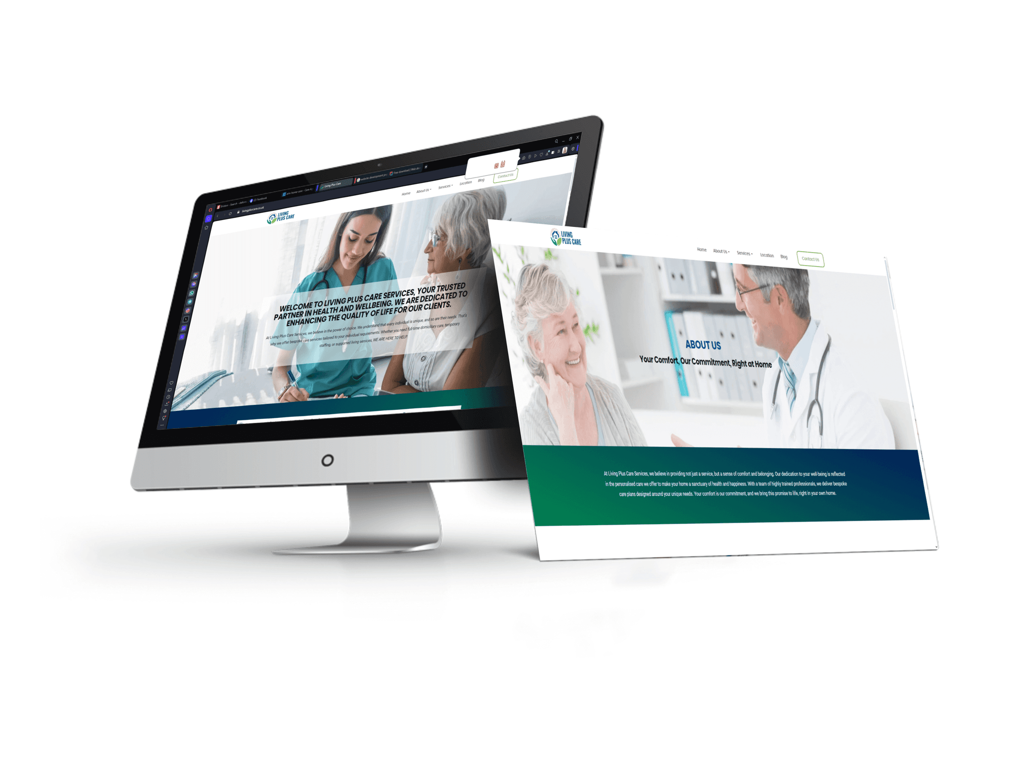 Living Plus Care Services website design screenshot