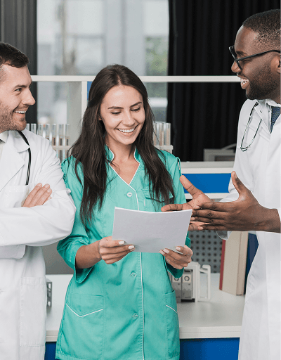 Care professionals reviewing CQC domiciliary care policies