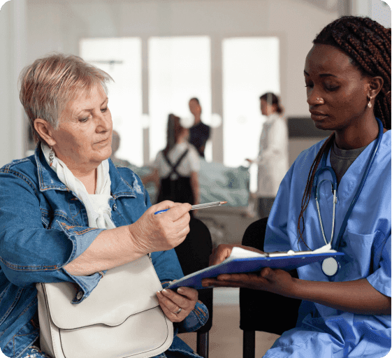 Care business team discussing growth strategies and compliance solutions