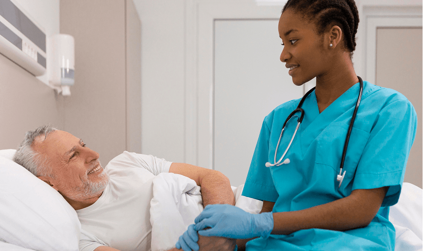Care professional providing personal care in an extra care flat