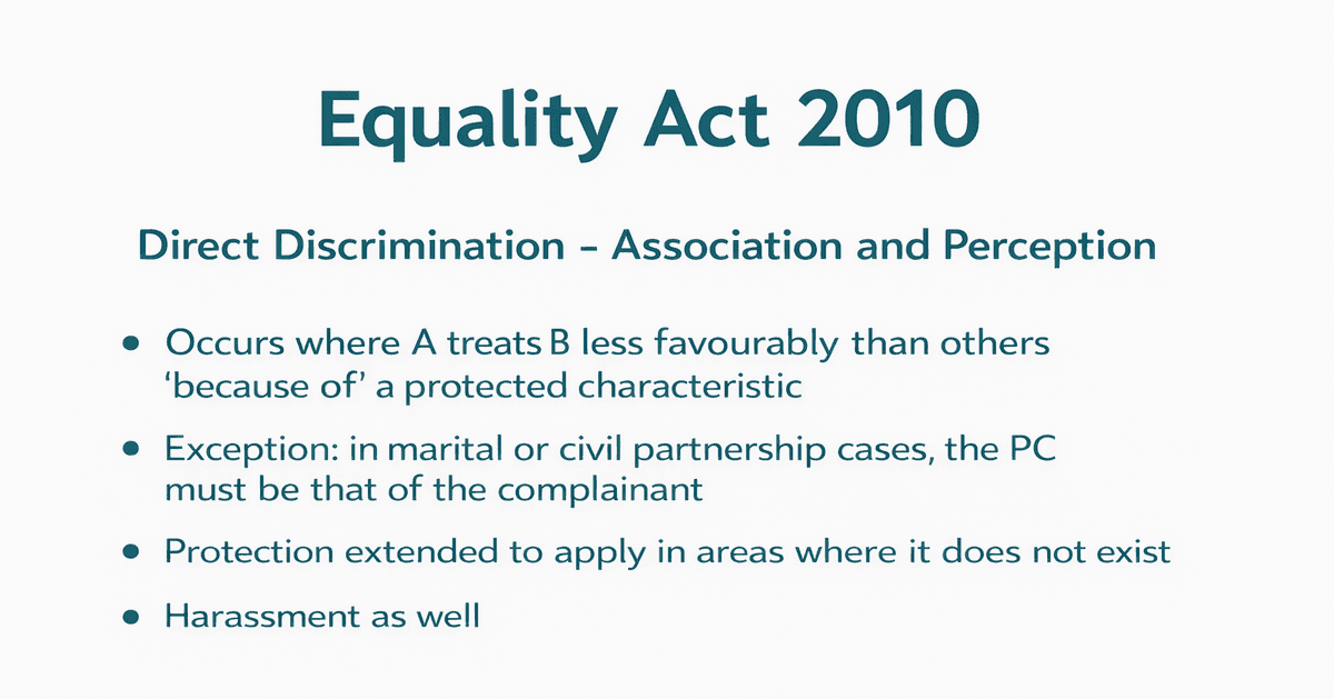 Equality Act 2010 Discrimination by association and discrimination by perception