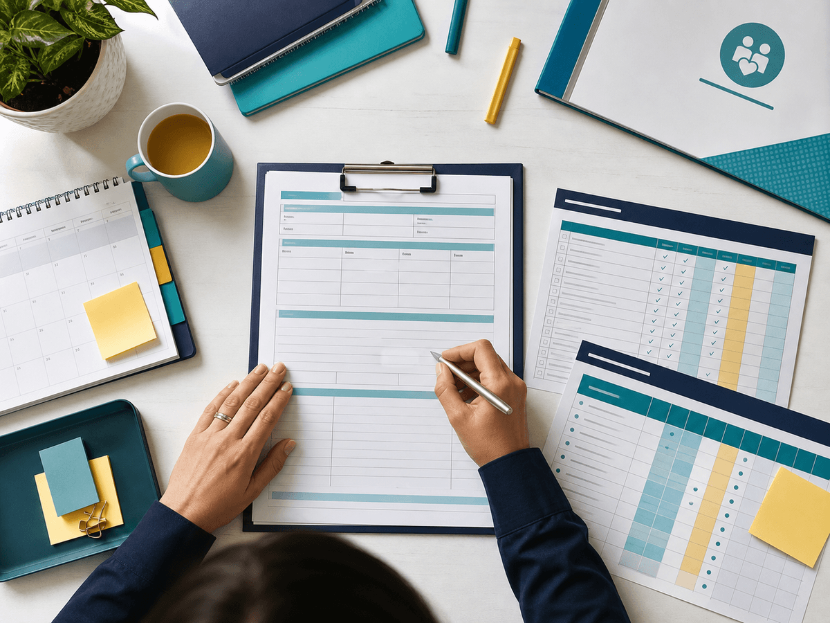 Care staff supervision records workspace with an anonymised form, action tracker and competence checklist